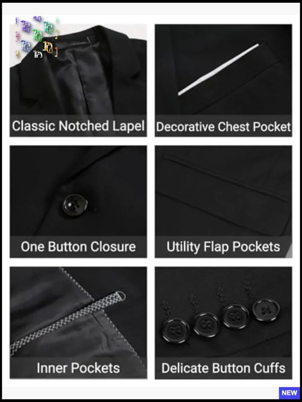 Slim Fit Three-Piece Suit Set Modern Formal Blazer Vest Pants Elegant